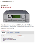 CYRUS Streamline2 - Best streaming system up to £2000, Awards 2012